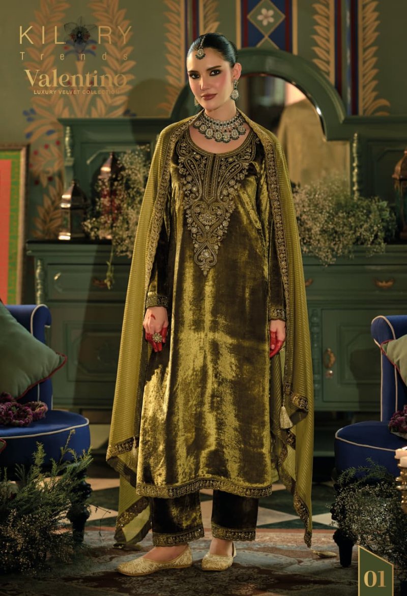 Valentino By Kilory Valvet Embroidery Salwar Kameez